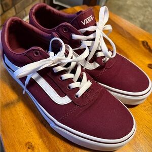 Vans Maroon and White Casual Sneakers